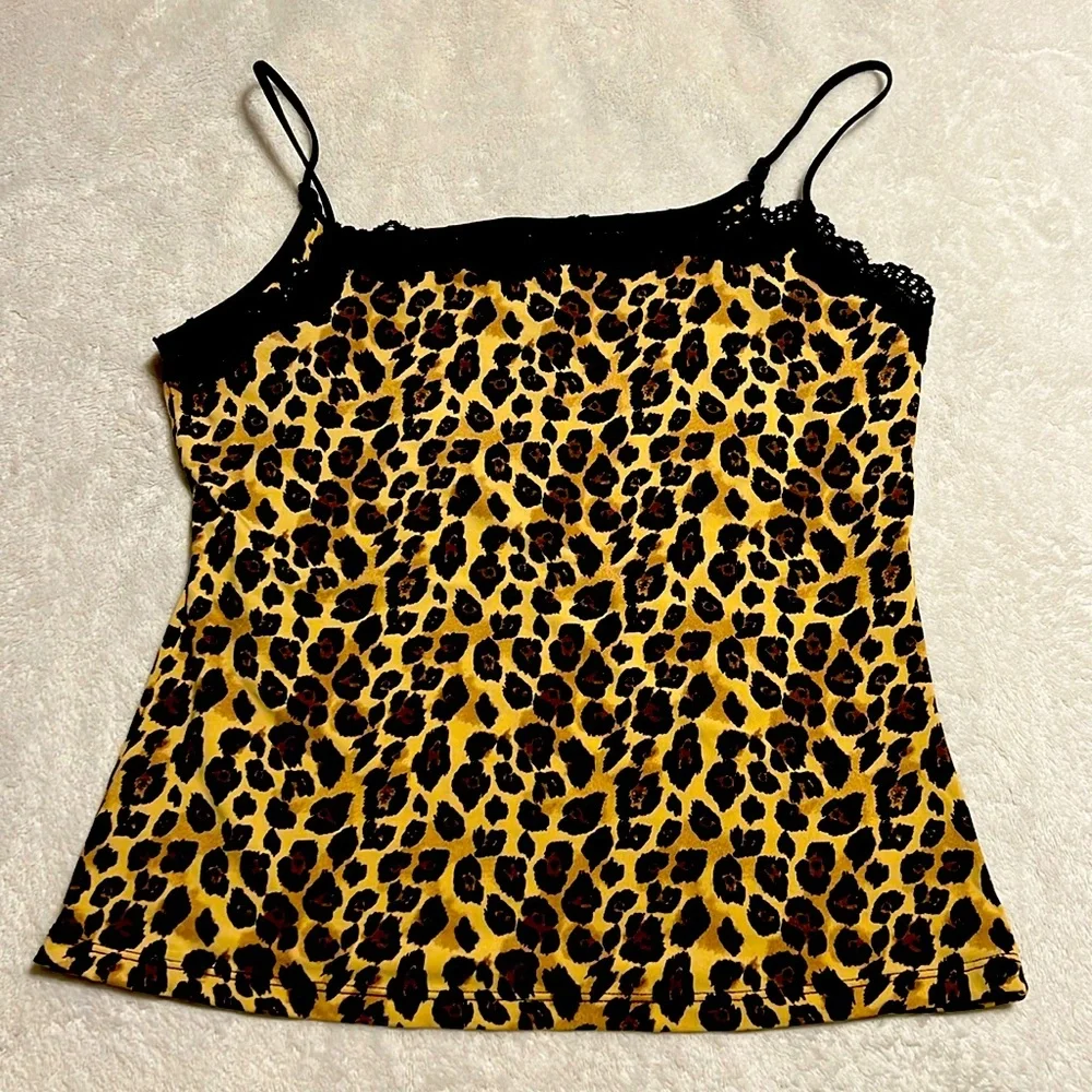 Leopard Cami. Size S. Very Stretchable. Goldish/Black